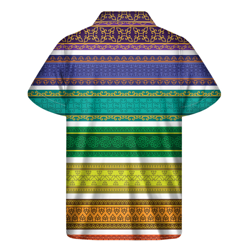Colorful Ethnic Pattern Print Men's Short Sleeve Shirt