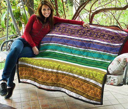 Colorful Ethnic Pattern Print Quilt
