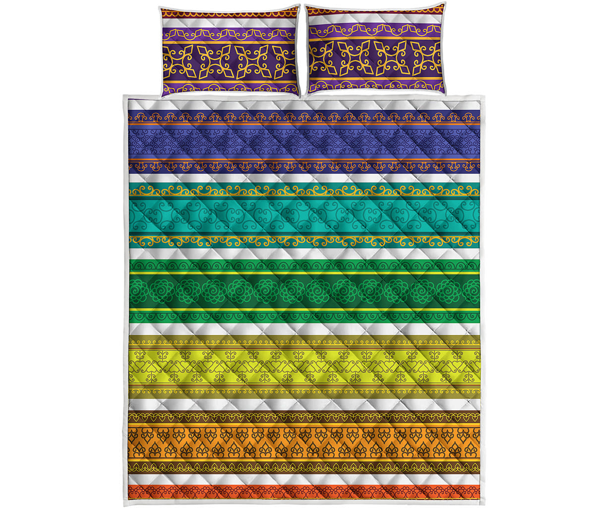 Colorful Ethnic Pattern Print Quilt Bed Set