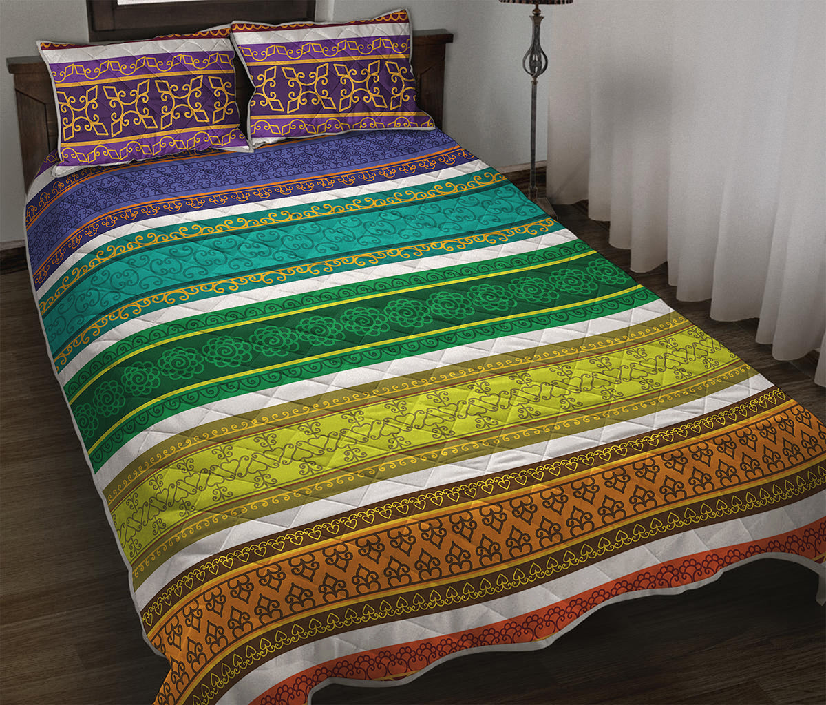Colorful Ethnic Pattern Print Quilt Bed Set