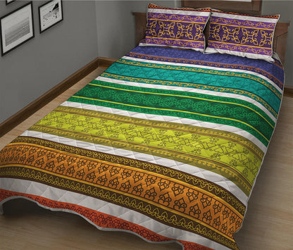 Colorful Ethnic Pattern Print Quilt Bed Set