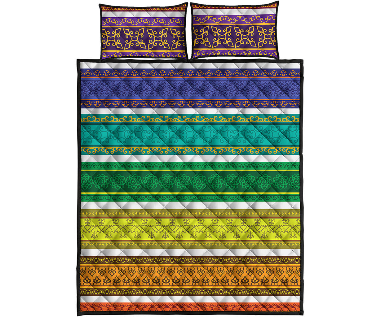 Colorful Ethnic Pattern Print Quilt Bed Set