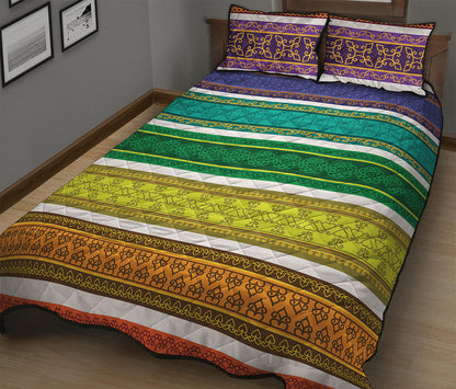 Colorful Ethnic Pattern Print Quilt Bed Set