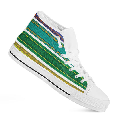 Colorful Ethnic Pattern Print White High Top Shoes