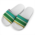 Colorful Ethnic Pattern Print White Slide Sandals