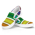 Colorful Ethnic Pattern Print White Slip On Shoes