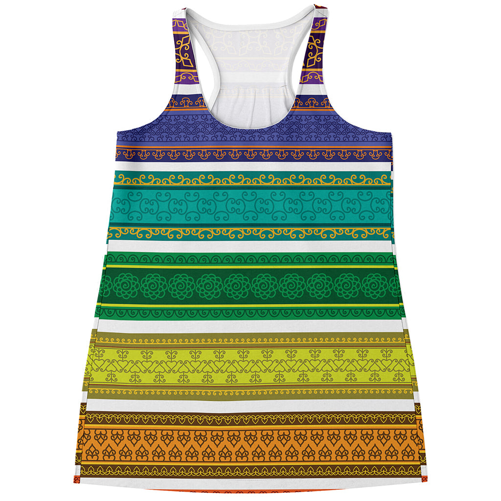 Colorful Ethnic Pattern Print Women's Racerback Tank Top