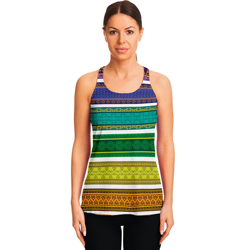 Colorful Ethnic Pattern Print Women's Racerback Tank Top