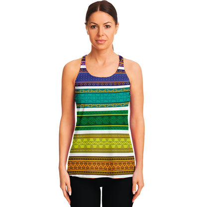 Colorful Ethnic Pattern Print Women's Racerback Tank Top