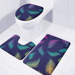 Colorful Feather Pattern Print 3 Piece Bath Mat Set