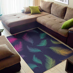 Colorful Feather Pattern Print Area Rug
