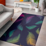 Colorful Feather Pattern Print Area Rug