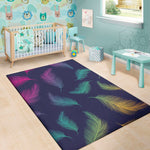 Colorful Feather Pattern Print Area Rug