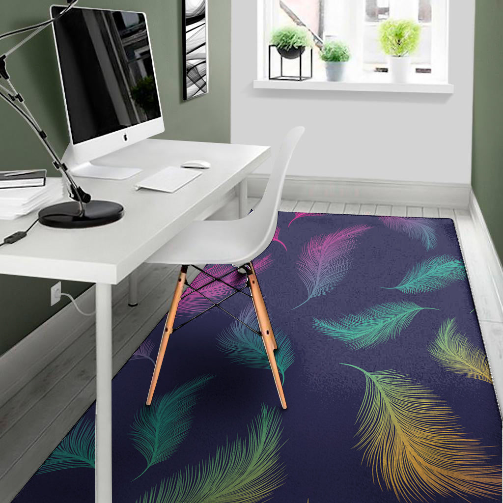 Colorful Feather Pattern Print Area Rug