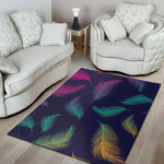 Colorful Feather Pattern Print Area Rug