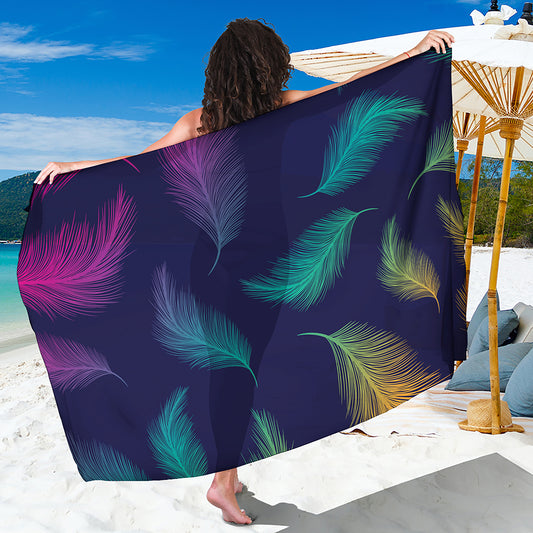 Colorful Feather Pattern Print Beach Sarong Wrap