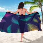 Colorful Feather Pattern Print Beach Sarong Wrap