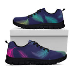 Colorful Feather Pattern Print Black Sneakers