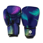 Colorful Feather Pattern Print Boxing Gloves