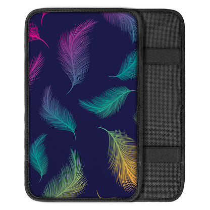 Colorful Feather Pattern Print Car Center Console Cover