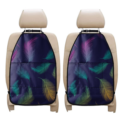 Colorful Feather Pattern Print Car Seat Organizers