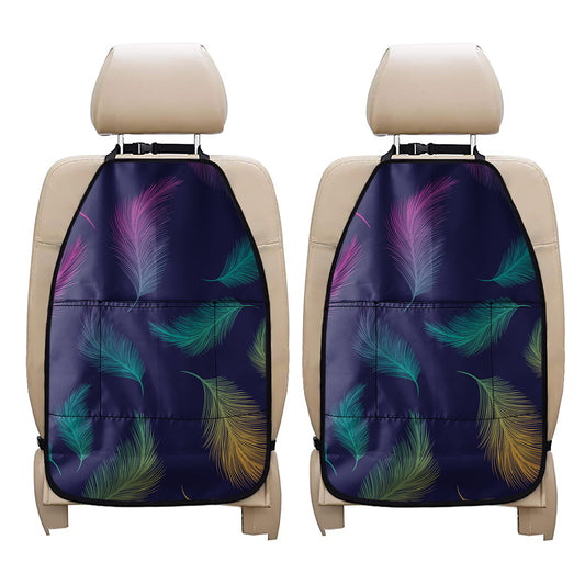 Colorful Feather Pattern Print Car Seat Organizers