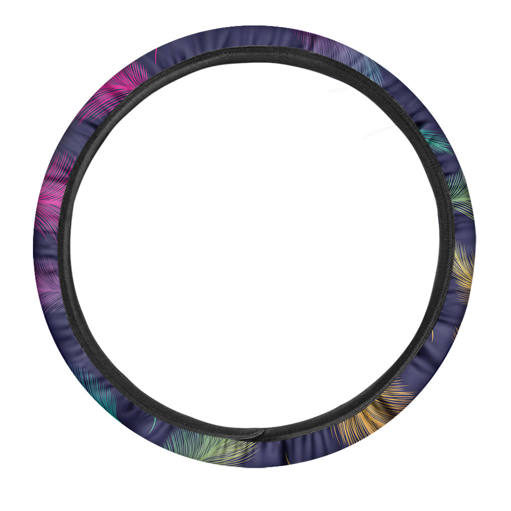 Colorful Feather Pattern Print Car Steering Wheel Cover