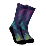 Colorful Feather Pattern Print Crew Socks