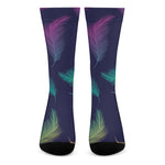 Colorful Feather Pattern Print Crew Socks