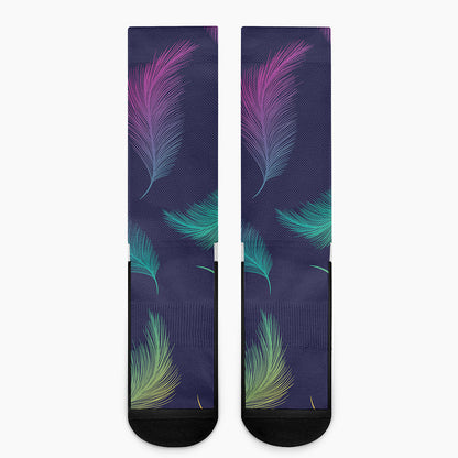 Colorful Feather Pattern Print Crew Socks