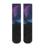 Colorful Feather Pattern Print Crew Socks