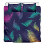 Colorful Feather Pattern Print Duvet Cover Bedding Set