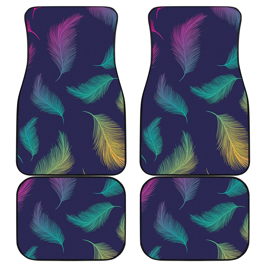 Colorful Feather Pattern Print Front and Back Car Floor Mats