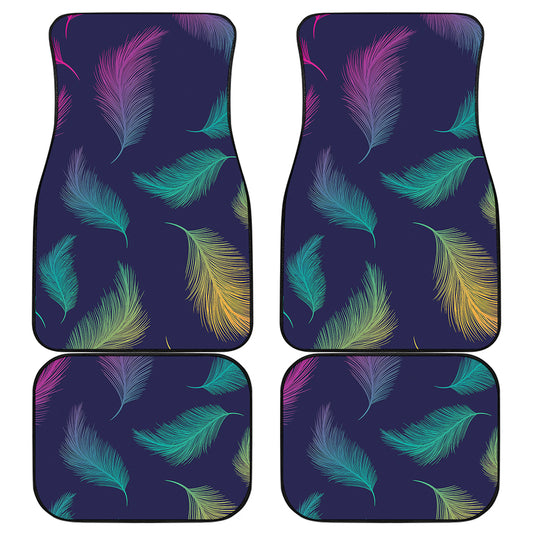 Colorful Feather Pattern Print Front and Back Car Floor Mats