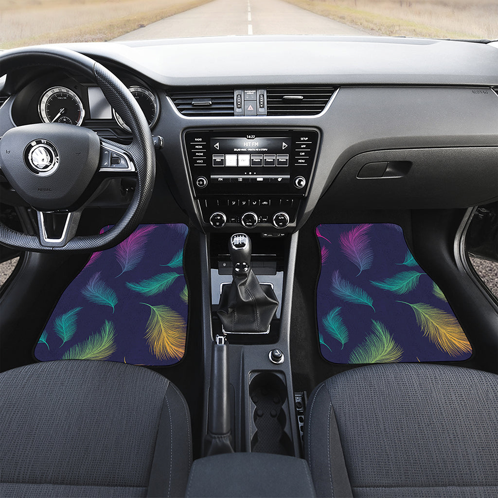 Colorful Feather Pattern Print Front and Back Car Floor Mats