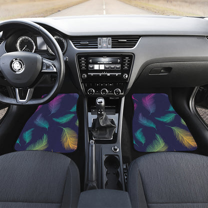 Colorful Feather Pattern Print Front and Back Car Floor Mats
