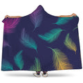 Colorful Feather Pattern Print Hooded Blanket