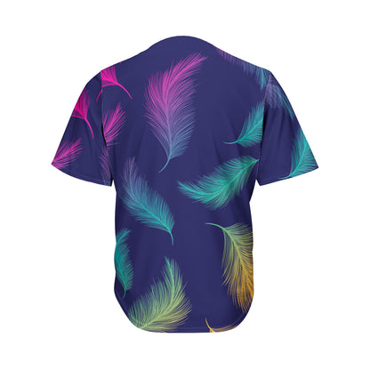 Colorful Feather Pattern Print Men's Baseball Jersey