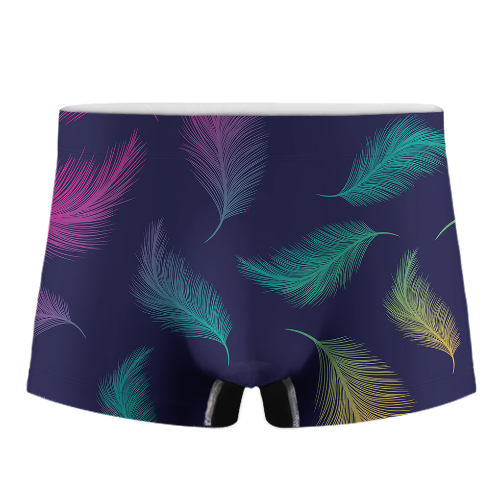 Colorful Feather Pattern Print Men's Boxer Briefs