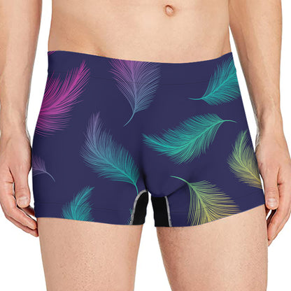 Colorful Feather Pattern Print Men's Boxer Briefs