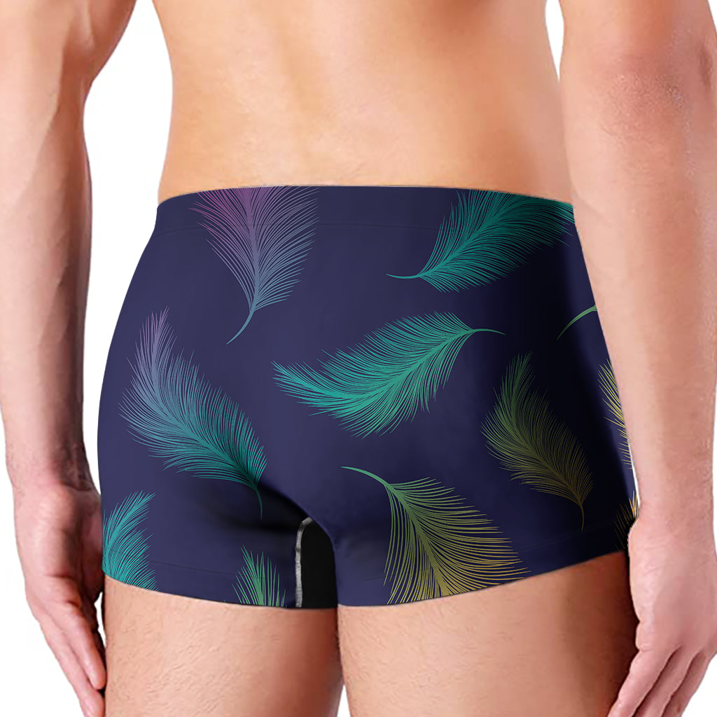Colorful Feather Pattern Print Men's Boxer Briefs
