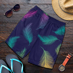 Colorful Feather Pattern Print Men's Shorts
