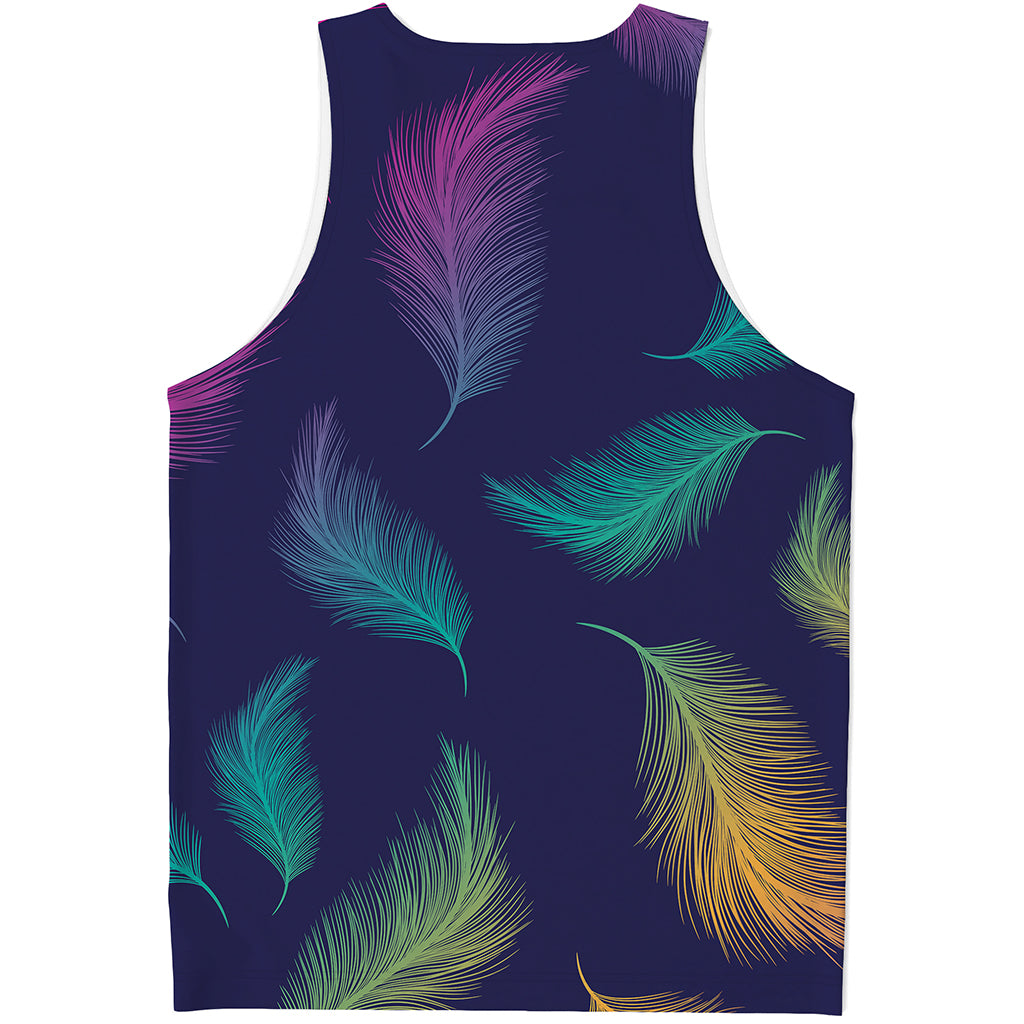 Colorful Feather Pattern Print Men's Tank Top