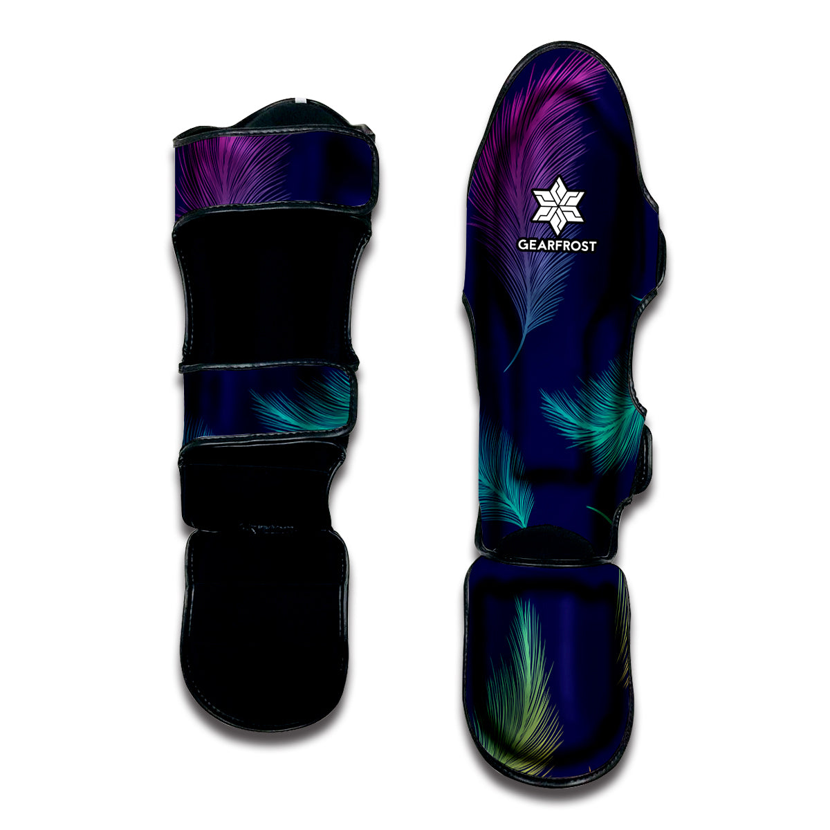 Colorful Feather Pattern Print Muay Thai Shin Guard