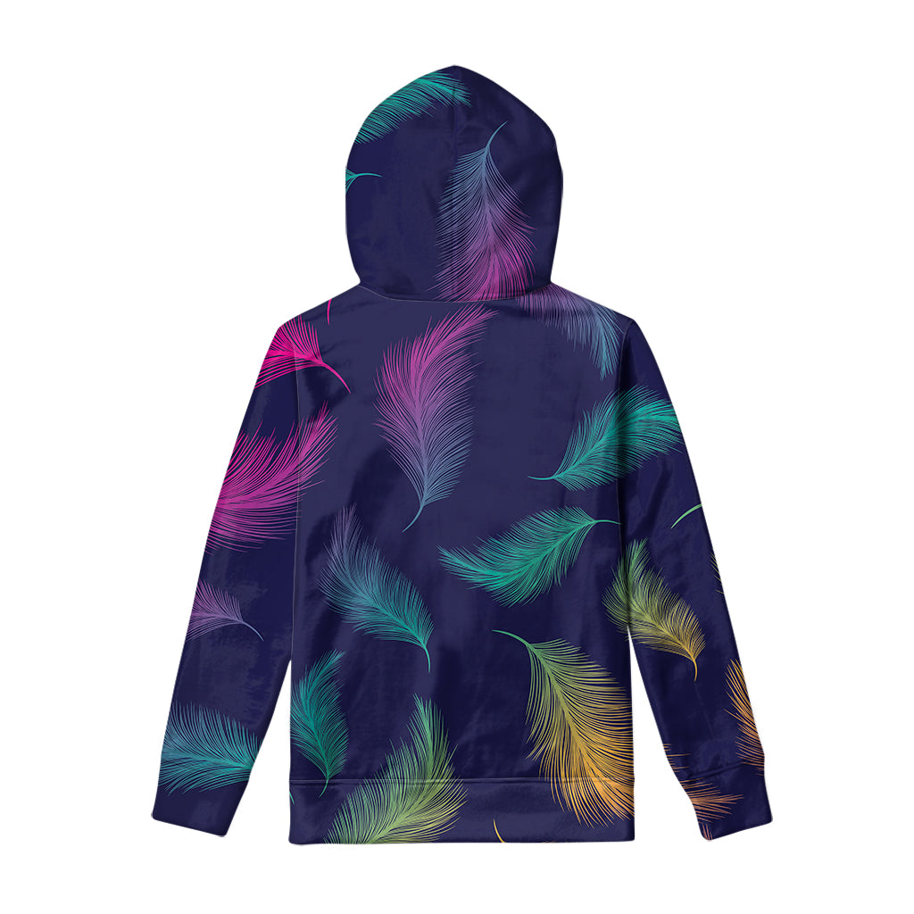 Colorful Feather Pattern Print Pullover Hoodie