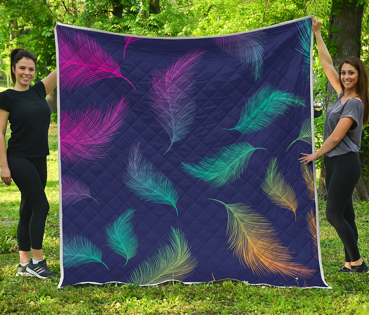 Colorful Feather Pattern Print Quilt
