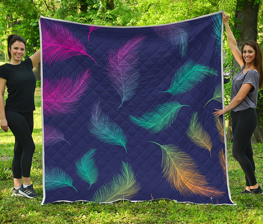 Colorful Feather Pattern Print Quilt