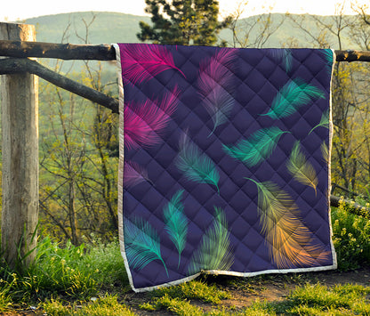 Colorful Feather Pattern Print Quilt