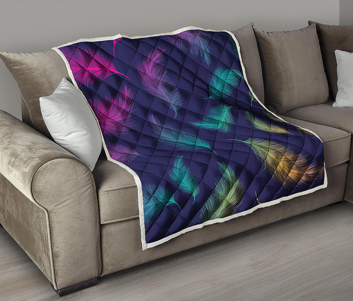 Colorful Feather Pattern Print Quilt