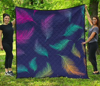 Colorful Feather Pattern Print Quilt